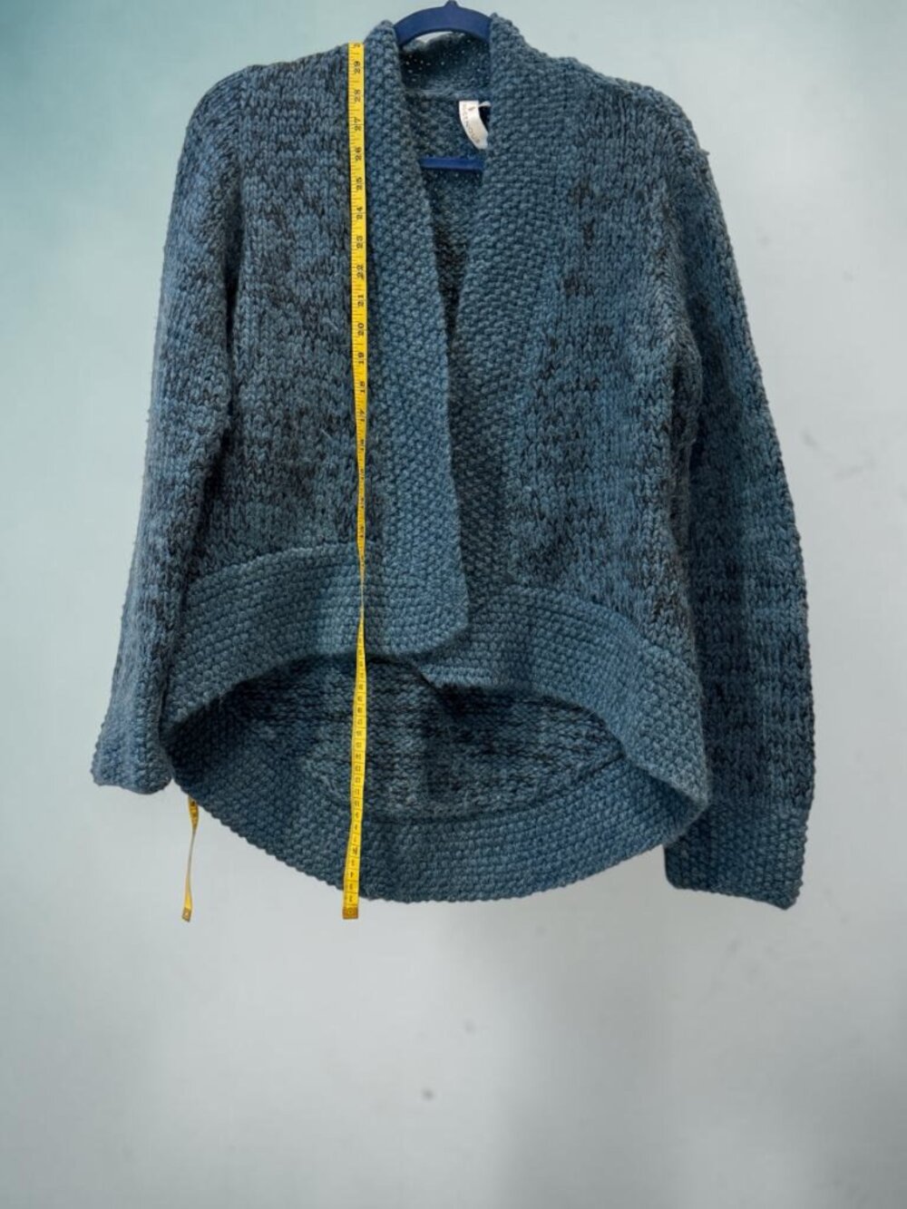 Indigenous Alpaca Blend Chunky Knit Cocoon Cardigan Sweater Blue Gray Small